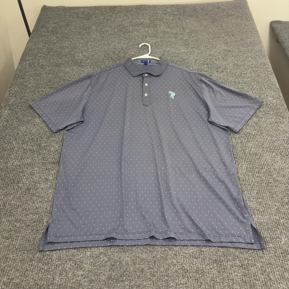 Stitch Polo Shirt Mens 2XL Gray Polyester Spandex Polka Dot Short Sleeve Golf